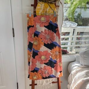 O'Neill Orange and Blue Floral A-Line Skirt